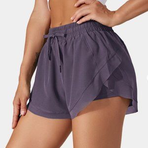 Drawstring Contrast Flowy Mesh 2-in-1 Shorts